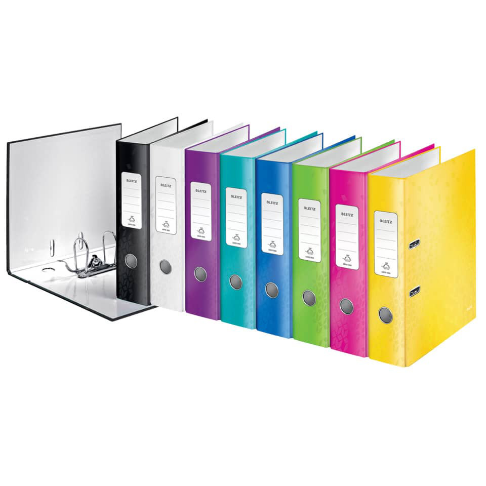 Bild von Leitz 180° WOW Ordner DIN A4 80 mm Schwarz 2 Ringe 1005 Laminierter Karton Hochformat