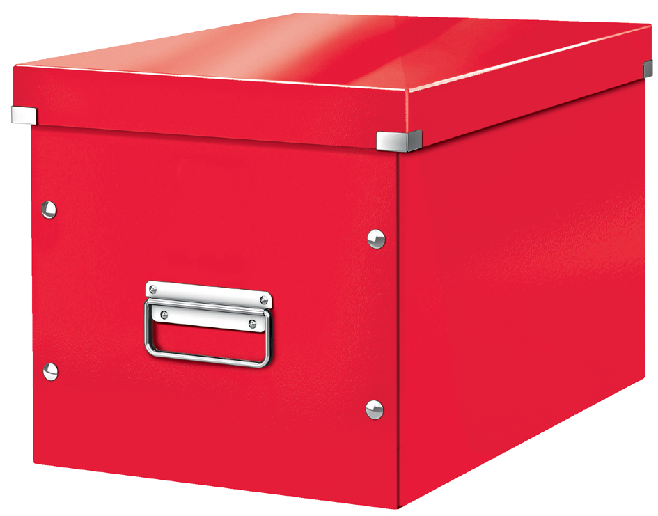 Bild von Leitz Click & Store Aufbewahrungsbox mit Deckel Groß, Würfelbox passend für Kallax Regale in Wohnzimmer oder Büro, Box aus 80 % recycelter Premium-Hartpappe, Stabile Metallgriffe, Gelb, 61080016