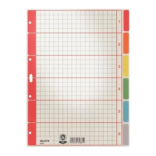 Bild von 4350 Register - blanko, Karton, farbig bedruckt, A4, 6 Blatt