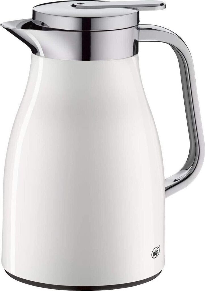 Bild von alfi SKYLINE 1,5l, coconut white mat, Edelstahl-Isolierkanne mit hygienischem Hartglaseinsatz, Drehverschluss mit bequemer Drucktaste, ergonomischer Griff, mit einer Hand, ideal als Kaffeekanne