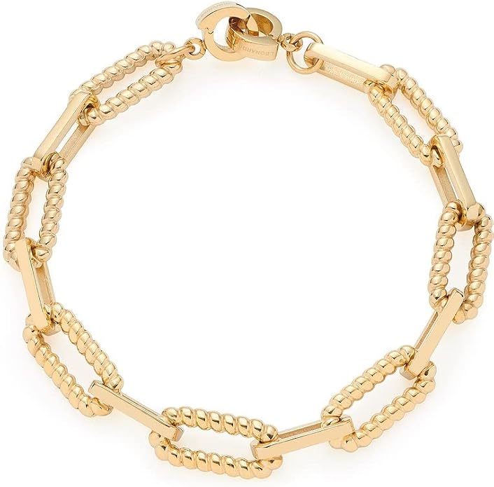 Bild von Leonardo Jewels Clip&Mix Moni Armband aus Edelstahl, goldfarbenes massives Gliederarmband, Statement-Armband mit Kordelstruktur, Damenschmuck, 022233