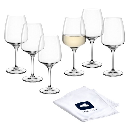 Bild von LEONARDO Weißweinglas »6 Weingläser CESTI + Poliertuch«, (Set, 7 tlg.), 6 Weißwein-Gläser mit Poliertuch