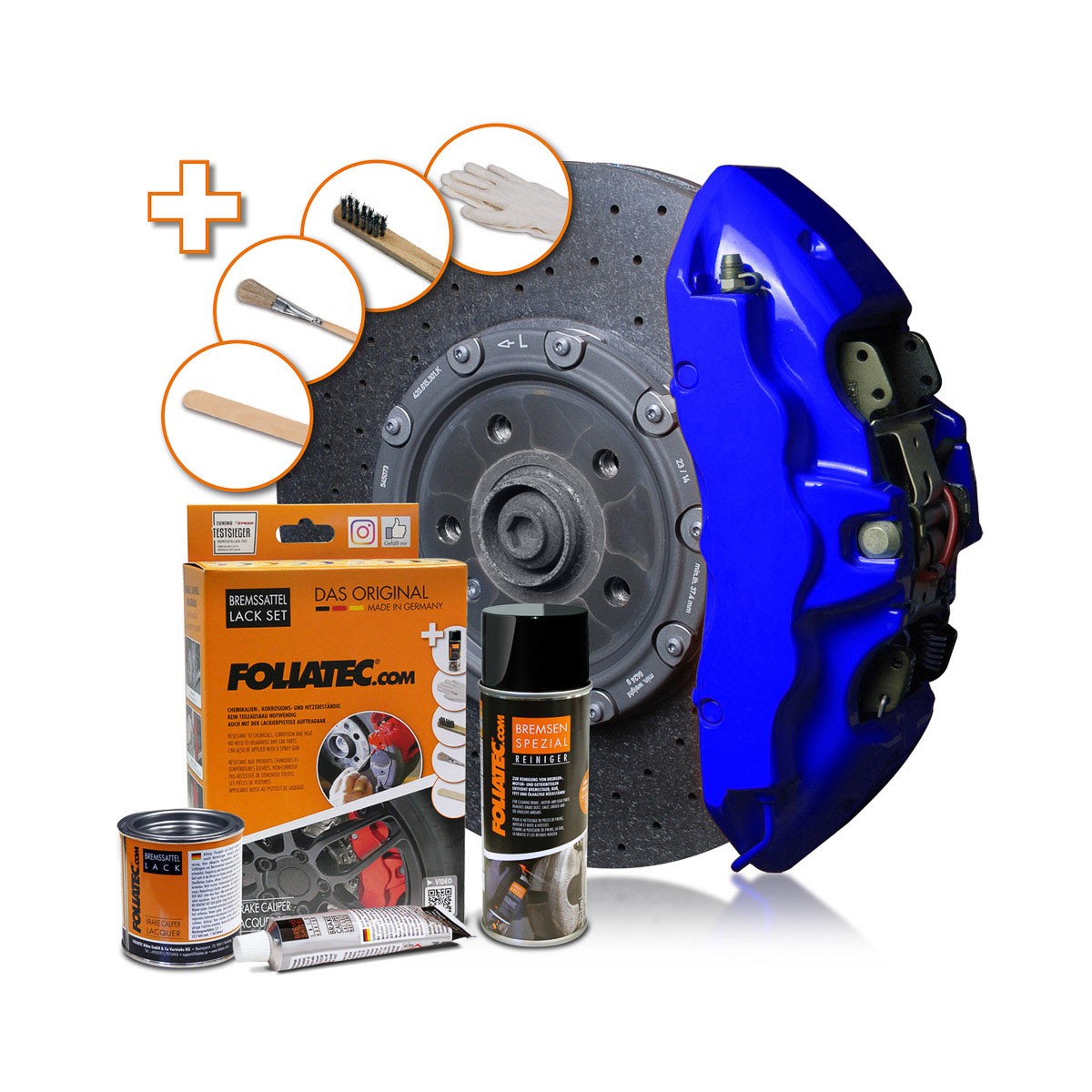 Bild von Foliatec Bremssattel Lack Set, Hitzebeständig, Komplettsatz für 4 Bremssättel, RS Blue, 7-teiliges Set