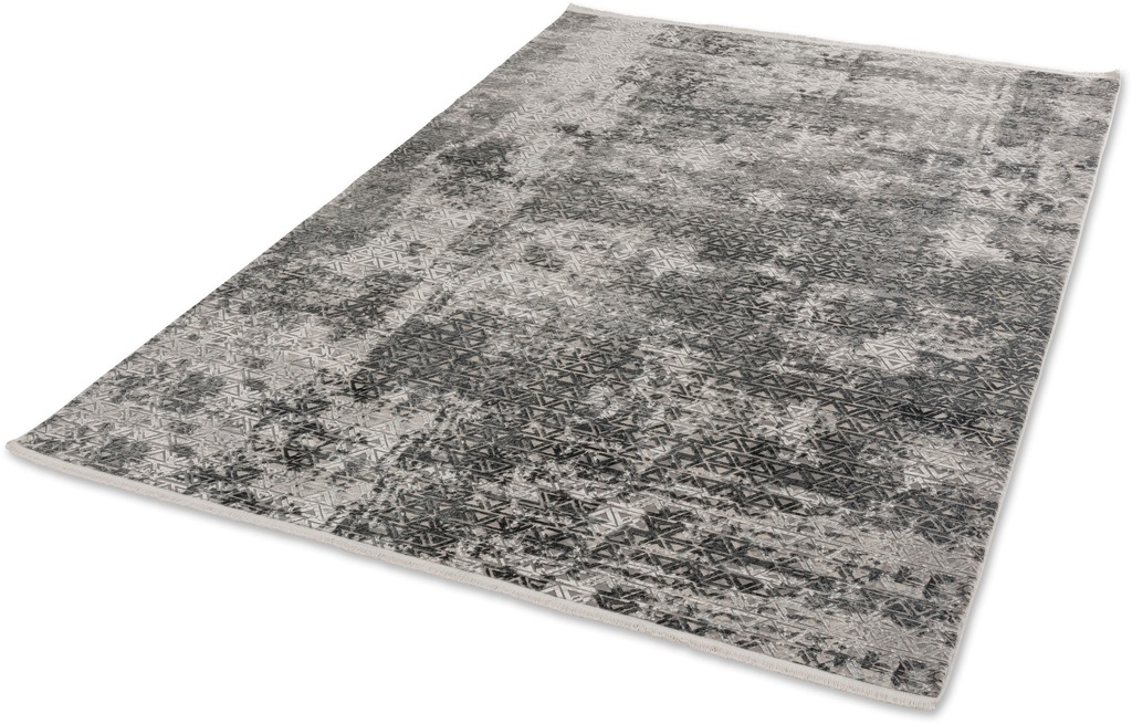 Bild von Schöner Wohnen Kollektion Hochwertiger Teppich Wohnzimmer, Schlafzimmer - Kurzflor Teppich weich - Flachgewebe Design - Glänzende Muster - Teppich Dreiecke Anthrazit 160x230 cm