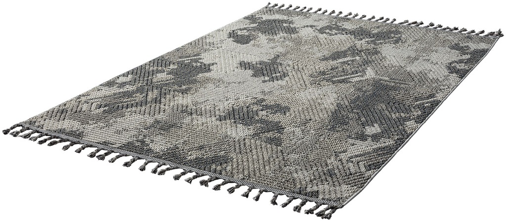 Bild von Hochwertiger Outdoor Teppich wetterfest - Teppich Wohnzimmer - Außen Teppich strapazierfähig Balkon, Terasse, Garten - Rauten anthrazit 133 x 190 cm