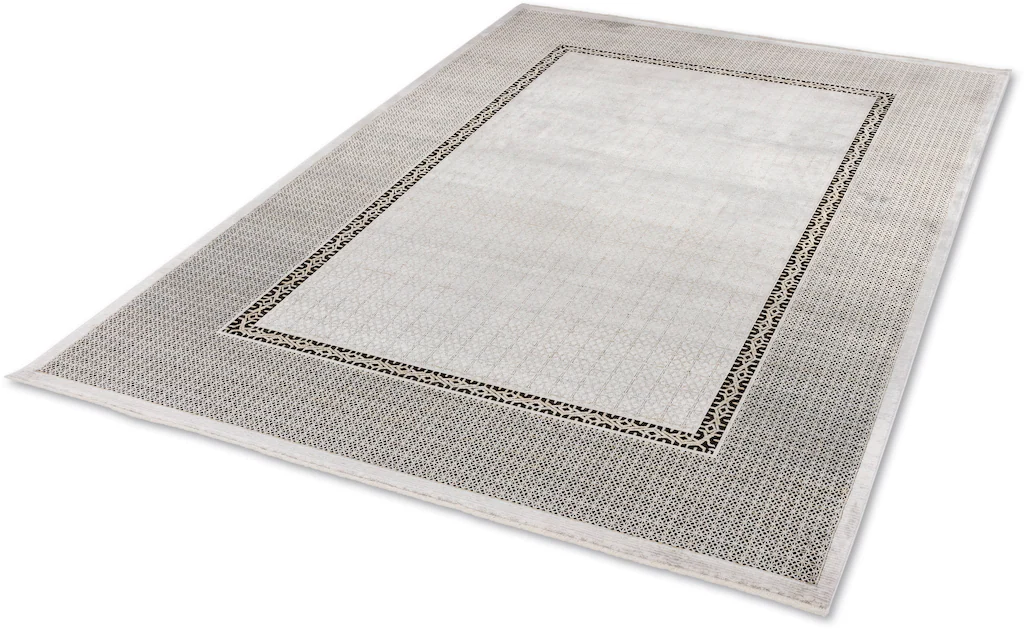 Bild von ASTRA Hochwertiger Teppich Wohnzimmer, Schlafzimmer - Kurzflorteppich weich - Flachgewebe orientalische Muster - modernes Design - Teppich Silber 160x230 cm
