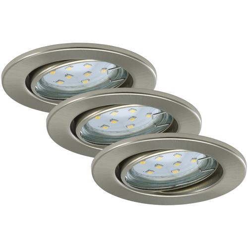 Bild von BRILONER - 3er Set LED Einbaustrahler 230V, Deckenspots, LED Spots, Einbauspots LED, Einbauleuchten Decke, Schwenkbar, 68mm, Warmweißes Licht, IP23, Matt-Nickel, 86x70 mm (DxH)