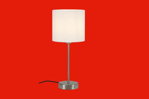 Bild von Briloner Leuchten Tischleuchte 7002-016, ohne Leuchtmittel, Warmweiß, mit Stoffschirm, inkl. Kabelschalter, weiß, exkl. E14, max. 25 W