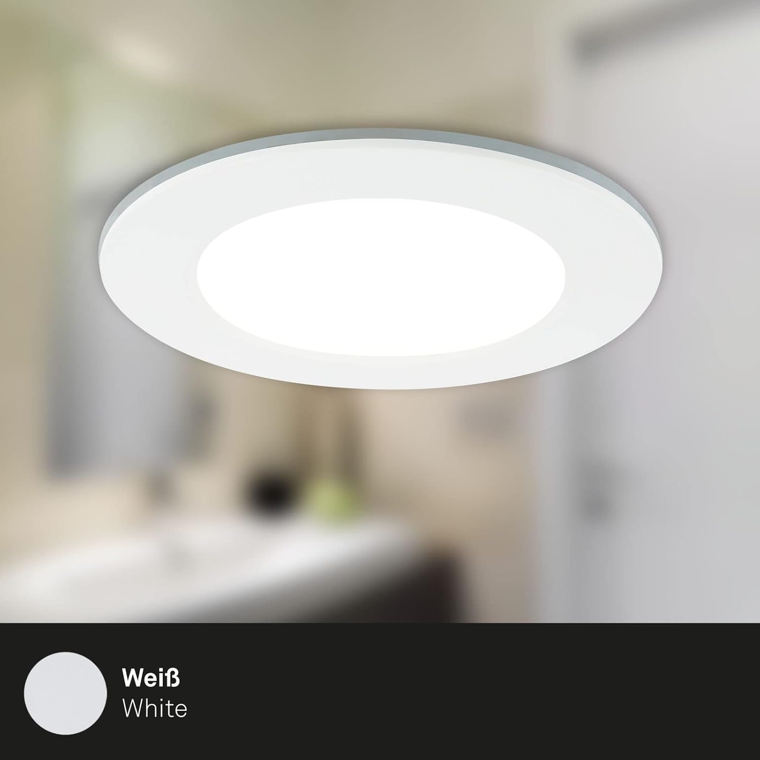 Bild von Briloner Leuchten LED Einbauleuchte 7034-035, Spritzwasserschutz, CCT Farbtemperatursteuerung, Fernbedienung, dimmbar, Timer, Nachtlicht, Speicherfunktion, LED fest verbaut, Farbwechsler, Kaltweiß, Neutralweiß, Tageslichtweiß, Warmweiß, Einbauleuchten Bad, 92x45 mm, Schwarz, 4,8W, Badezimmer, Flur, Küche