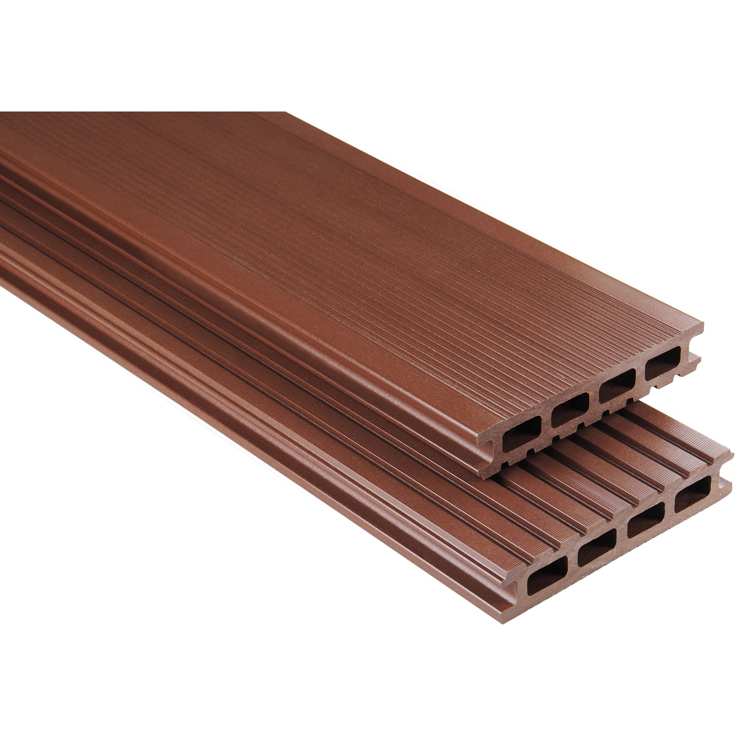 Bild von Kovalex WPC Terrassendiele Glatt Braun Zuschnitt 2,6 cm x 14,5 cm x 360 cm