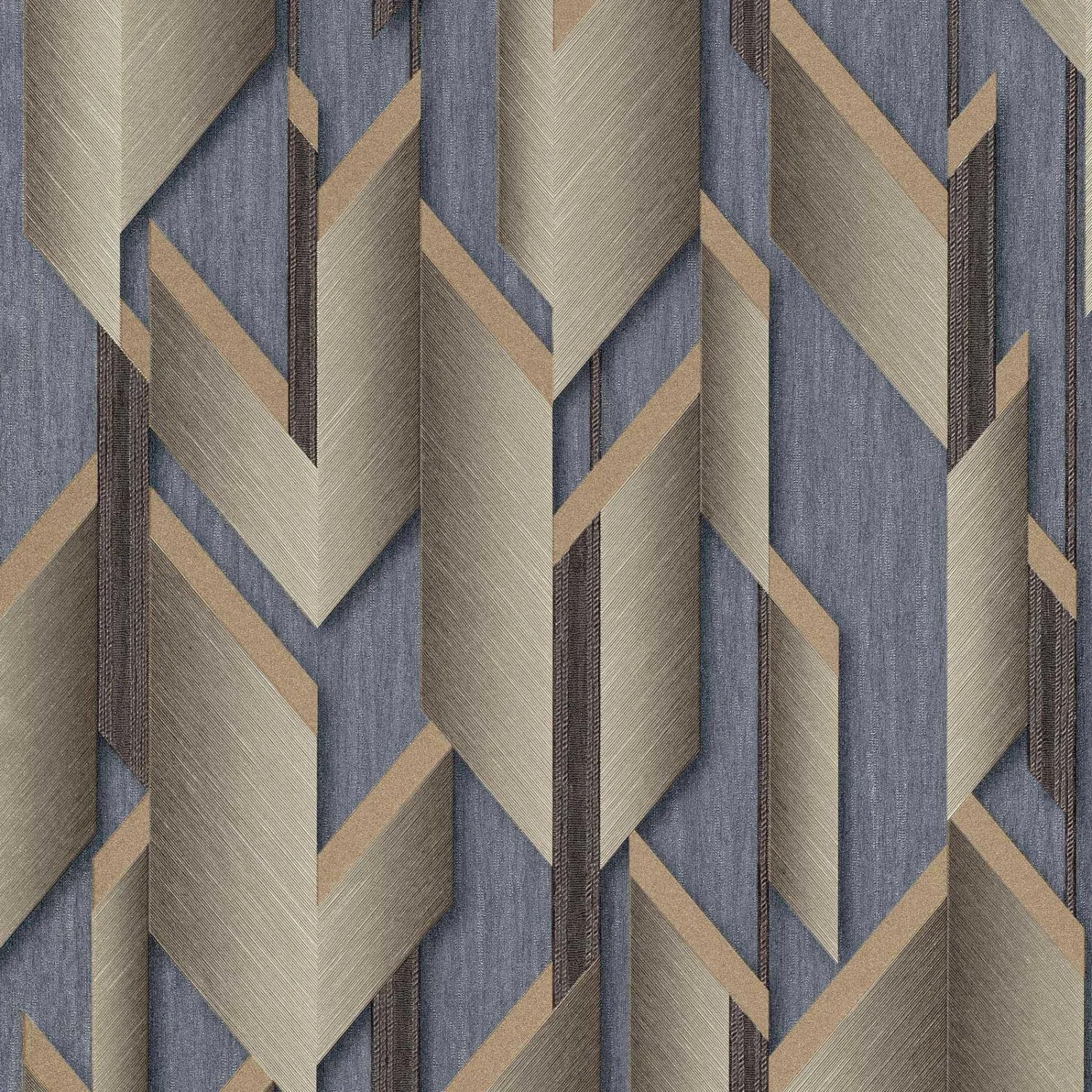 Bild von Bricoflor 3D Tapete in Anthrazit Gold Geometrische Vliestapete im Art Deco Stil Mustertapete mit Metallic Effekt Ideal für Wohnzimmer und Schlafzimmer