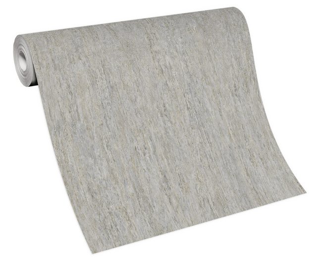 Bild von Bricoflor Vlies Betontapete Hellgrau Uni Tapete in Betonoptik Grau Ideal für Flur und Wohnzimmer Schlichte Vliestapete mit Beton Design