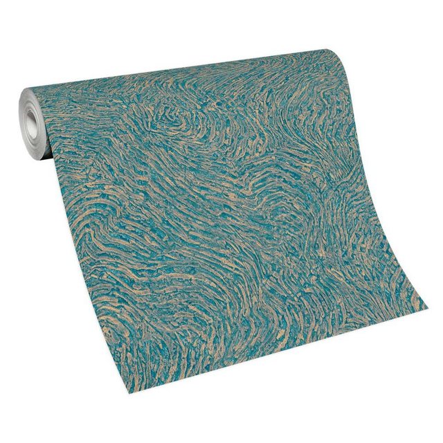 Bild von Erismann Vliestapete Muster Linien Struktur Petrol Kupfer Metallic 10303-19 Focus