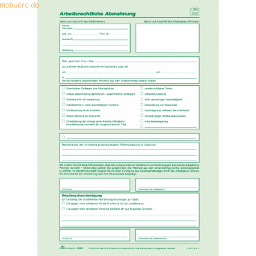 Bild von 25 x RNK Arbeitsrechliche Abmahnung selbstdurchschreibend A4 3 Blatt