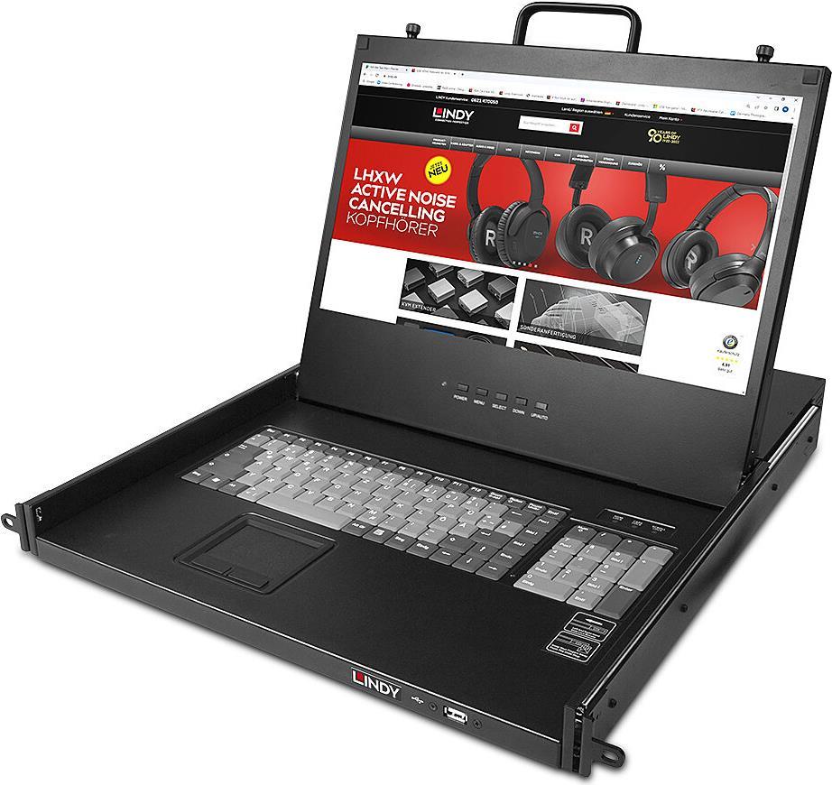 Bild von Lindy 21710 Konsolenregal 43,2 cm (17) 1920 x 1080 Pixel Metall Schwarz 1U US Layout (21710)