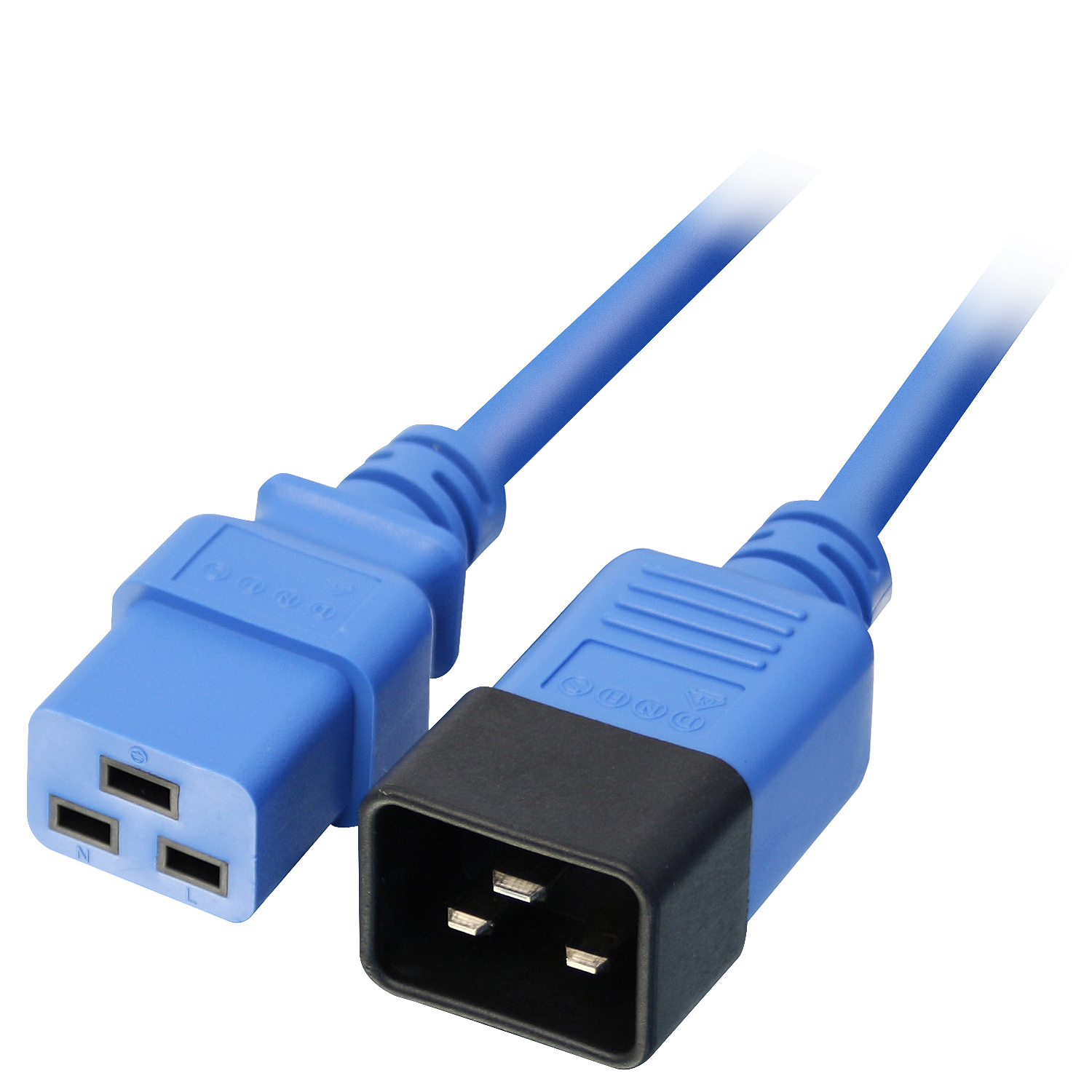 Bild von Lindy - Spannungsversorgungs-Verlängerungskabel - IEC 60320 C19 bis IEC 60320 C20 16 A - 3,0m - geformt - Blau (30122)