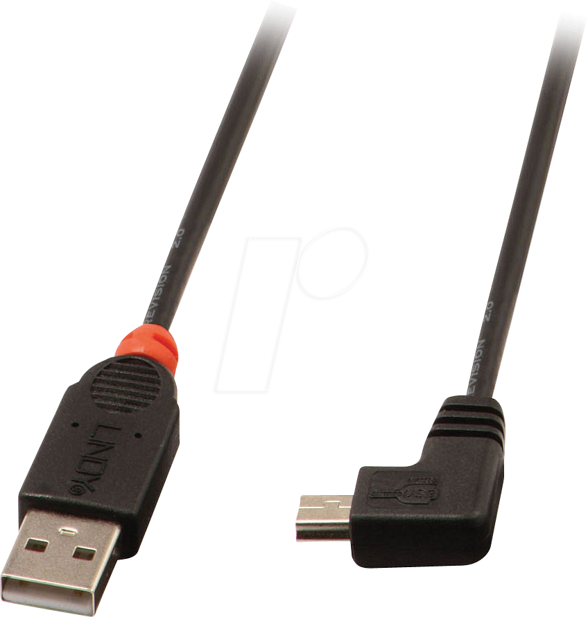 Bild von Lindy - USB-Kabel - USB Typ A, 4-polig (M) - Mini-USB, Typ B (M) - 2,0m (USB/USB2.0) - geformt, 90-Grad-Anschluss (31972)