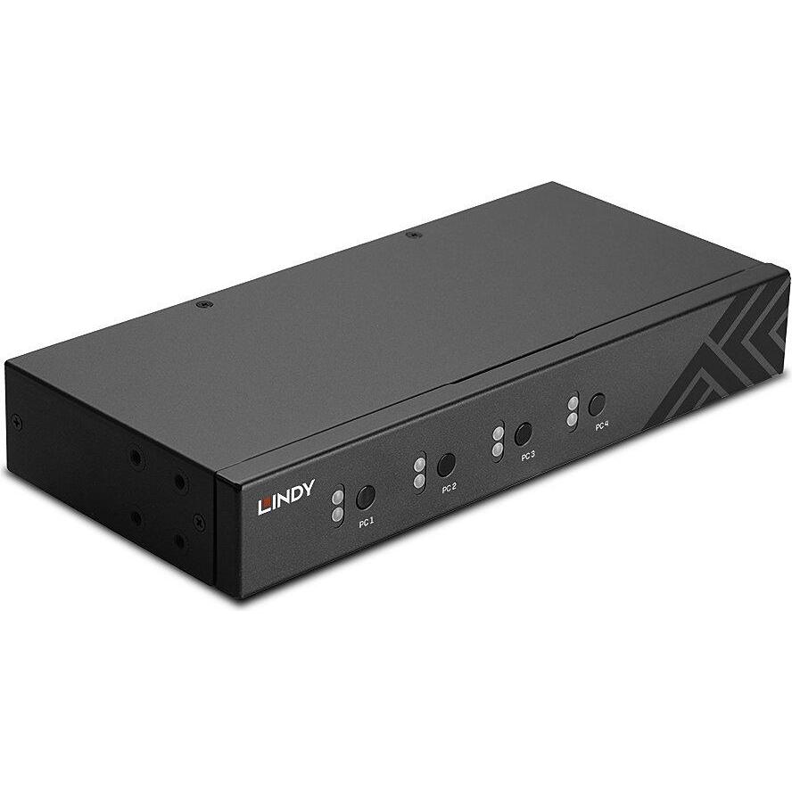 Bild von Lindy 4 Port KM Switch, USB 2.0 & Audio, KVM Switch, Schwarz