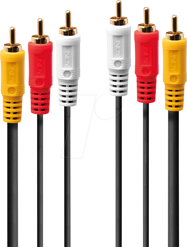 Bild von Lindy Premium - Video- / Audiokabel - Composite Video / Audio - RCA x 3 (M) bis RCA x 3 (M) - 1,0m - abgeschirmt - Schwarz - geformt (35690)
