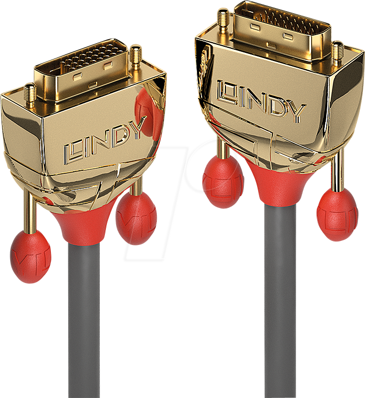 Bild von Lindy Gold - DVI-Kabel - Dual Link - DVI-D (M) bis DVI-D (M) - 15,0m - Daumenschrauben - Grau (36207)