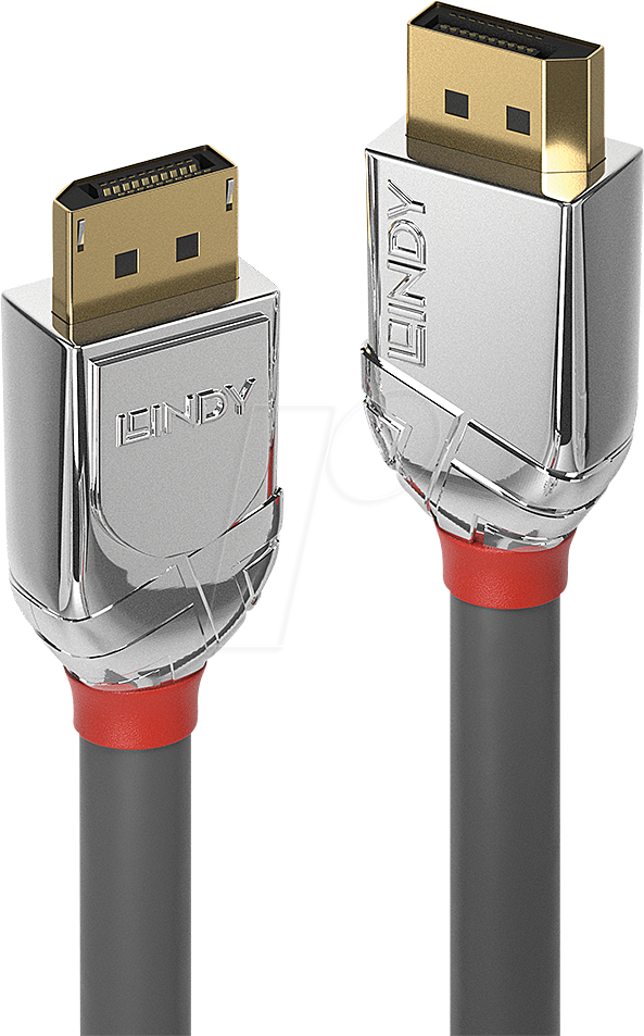 Bild von 5.00m Lindy Displayport 1.2 Anschlusskabel DisplayPort Mini Stecker auf Displayport Stecker Anthrazit 4K / 60 Hz / CROMO / vergoldet