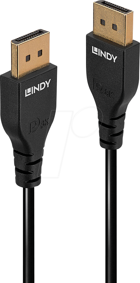 Bild von Lindy Slim Line - DisplayPort-Kabel - DisplayPort (M) bis DisplayPort (M) - DisplayPort 1,4 - 3,0m - rund, unterstützt 4K 60 Hz (3840 x 2160), unterstützt 4K 60 Hz (4096 x 2160), unterstützt 4K 144 Hz (3840 x 2160), unterstützt 8K 60 Hz (7680 x 4320), 1080p-Unterstützung, 240 Hz, 2560 x 1600 (WQXGA) Support 240 Hz, 2560 x 1600 (WQXGA) Support 144 Hz, 1080p-Unterstützung, 144 Hz - Schwarz (36463)