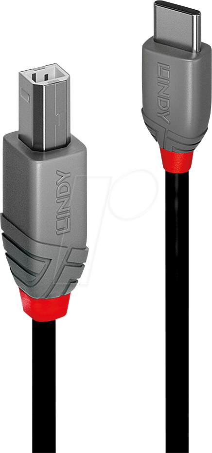 Bild von Lindy LINDY USB-Kabel USB 2.0 USB-C® Stecker, USB-B Stecker 2.00 m Schwarz USB-Kabel, (200.00 cm)