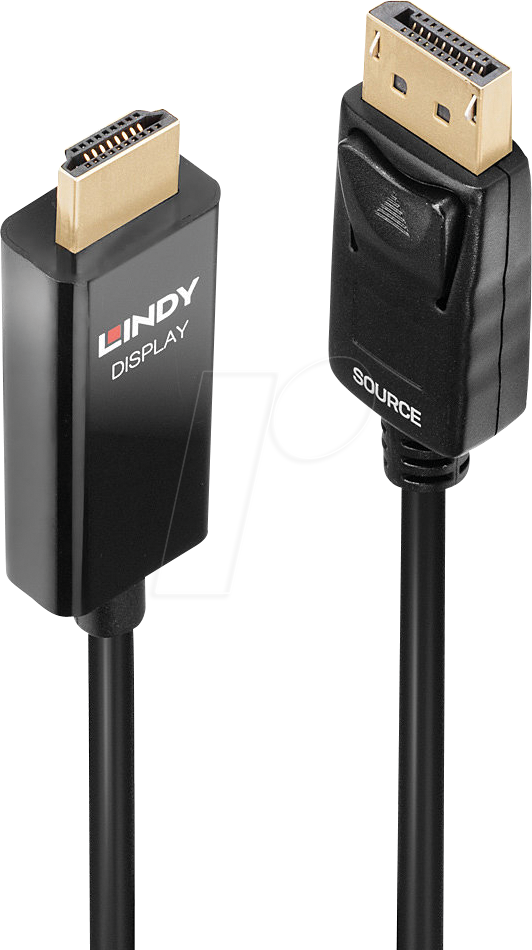 Bild von Lindy - Adapterkabel - DisplayPort männlich eingerastet zu HDMI männlich - 5 m - abgeschirmt - Schwarz - aktiver Chip, unterstützt 4K 60 Hz (4096 x 2160)