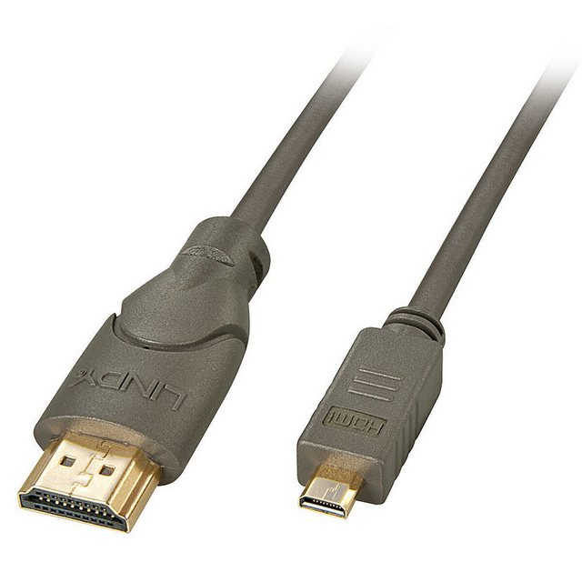 Bild von 2.00m Lindy HDMI Anschlusskabel High-Speed HDMI-Stecker auf HDMI Typ D Stecker Schwarz 3D-Formate / 4K / vergoldet