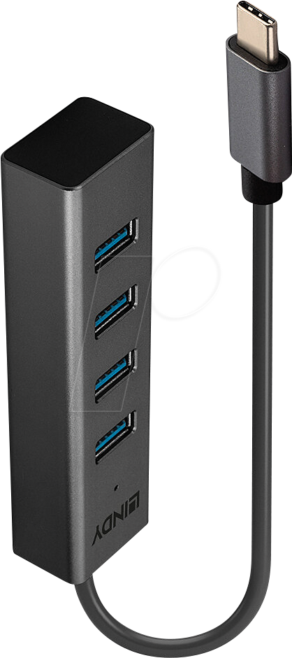 Bild von Lindy USB-Verteiler LINDY 43325 4 Port USB-C® (USB 3.2 Gen 2) Multiport Hub Grau