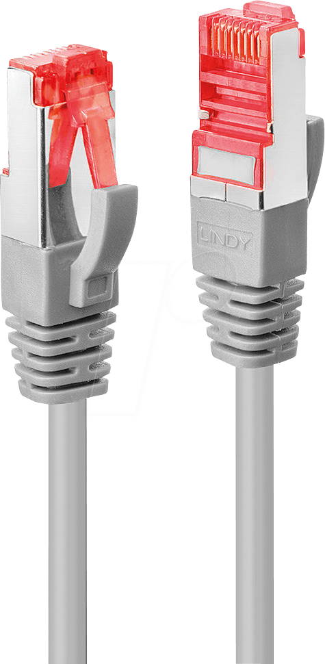 Bild von 0.50m Lindy Cat. 6 Patchkabel S/FTP PiMF RJ45 Stecker auf RJ45 Stecker Grau AWG27 / Klinkenschutz / vergoldet