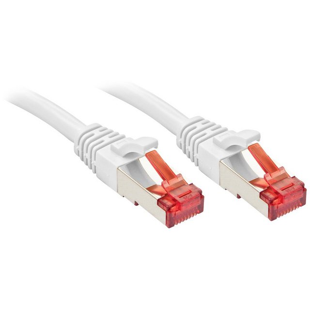 Bild von 0.50m Lindy Cat. 6 Patchkabel S/FTP PiMF RJ45 Stecker auf RJ45 Stecker Weiß Klinkenschutz / vergoldet