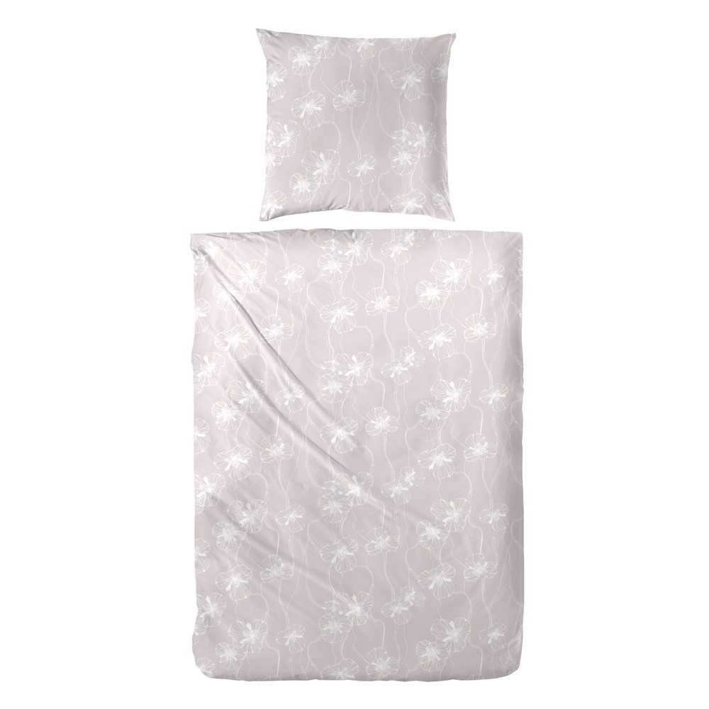 Bild von Hahn Seersucker Bettwäsche Blumenmuster Muster Beige 155x220 cm + 80x80 cm Beige
