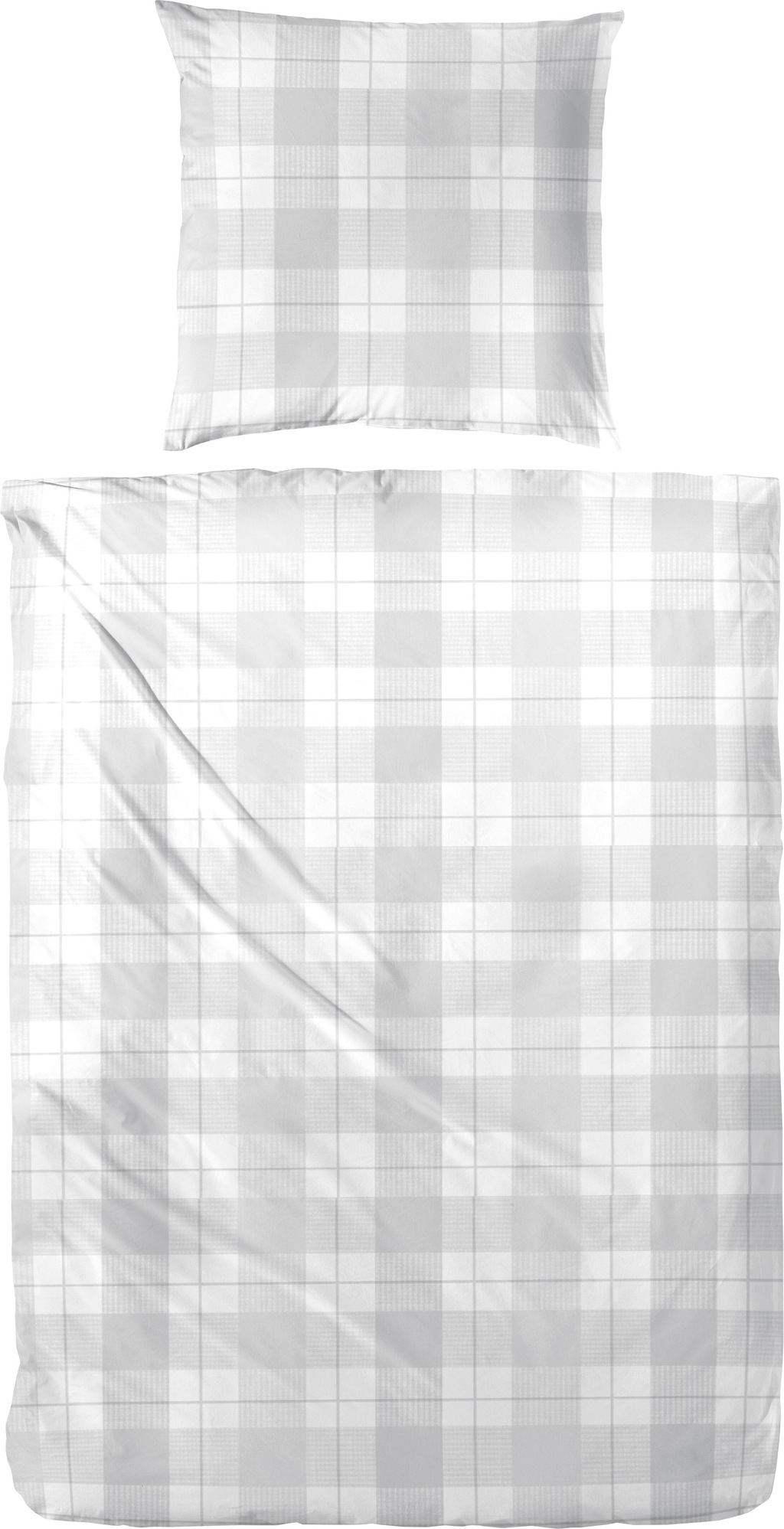 Bild von Primera Bettwäsche Primera Renforce Bettwäsche 135x200 Karo silber grau weiß 123088-008, Renforce, 2 teilig