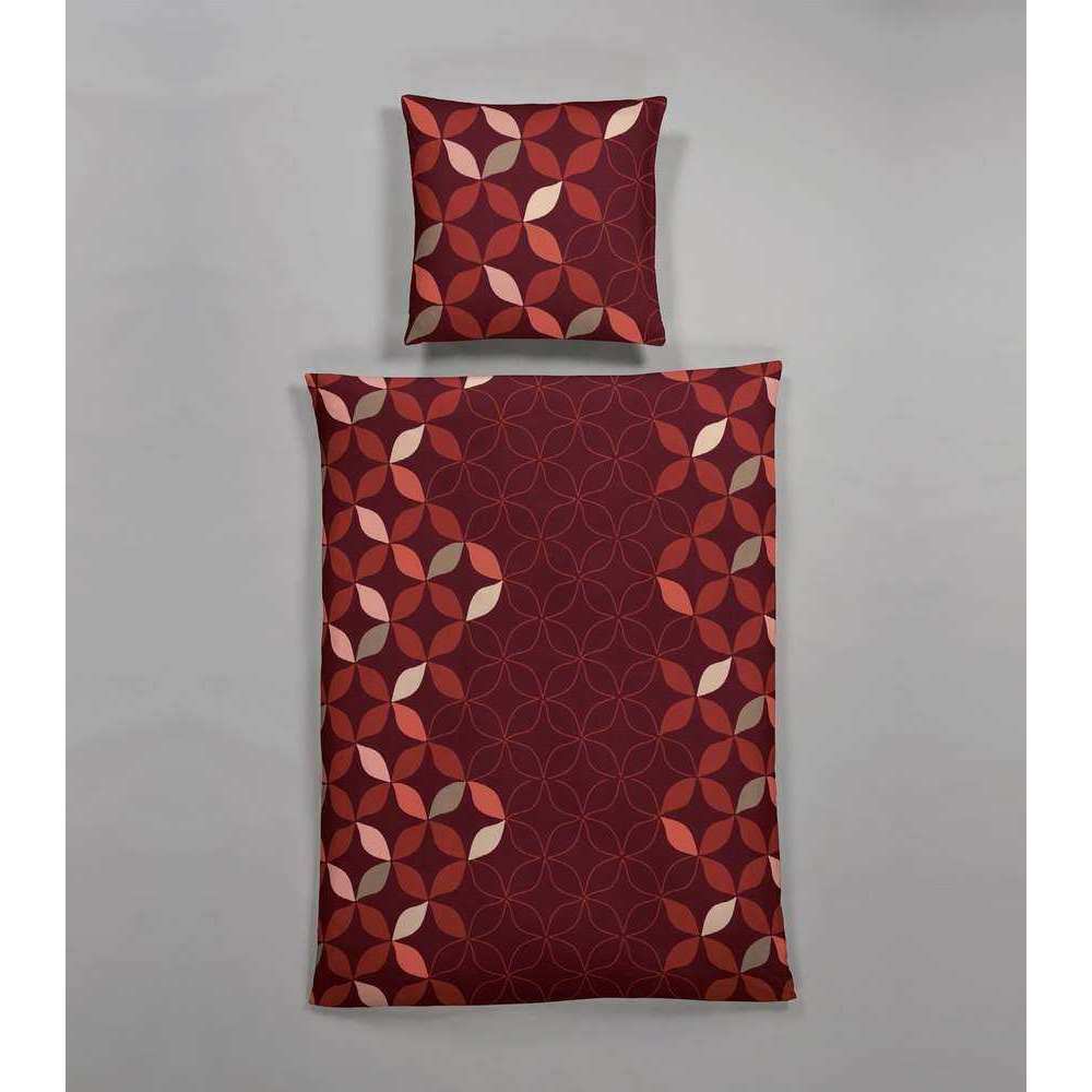 Bild von Hahn Microfaser Bettwäsche Rot Blüten Blumen 135x200 cm + 80x80 cm