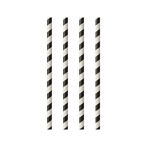 Bild von Trinkhalme, Papier Ø 6 mm · 24 cm schwarz/weiss "Stripes" (Karton)