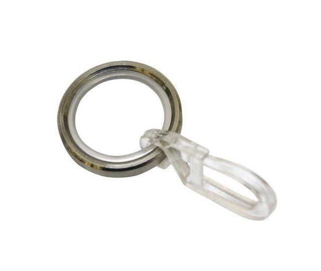 Bild von GARDINIA Gardinenringe mit Gleiteinlage und Gardinenhaken, Edelstahl, Für Ø 12 mm, 8 Stück, Nicht Zutreffend