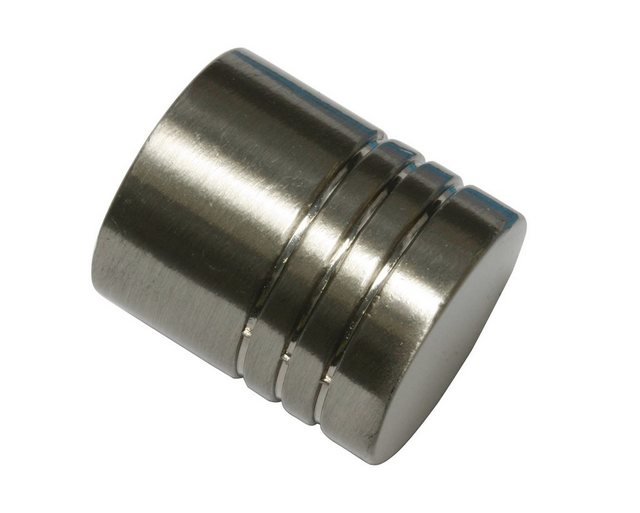 Bild von GARDINIA Endknöpfe für Gardinenstangen, 2 x Endstück Zylinder Profil, Serie Memphis, Metall, Edelstahl-Optik, Ø 16 mm