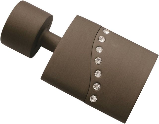 Bild von Gardinia Flat mit Strass-Steinen, 2 x Endstück, Metall, Cappuccino, für Gardinentechnik Ø 19 mm