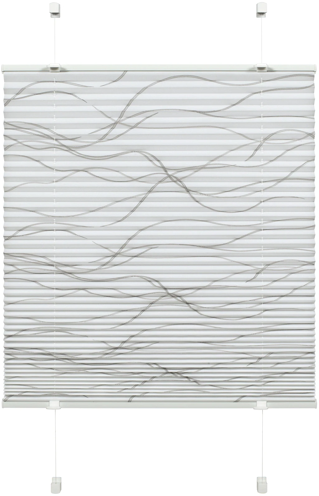 Bild von GARDINIA EASYFIX Katy Wave Plissee ohne Bohren, Zum Klemmen, Blickdichtes Falt-Rollo, Inkl. aller Montage-Teile, 2 Bedienschienen, Weiß, 50 x 130 cm