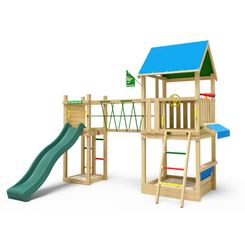 Bild von JUNGLE GYM Spielturm, Holz/HDPE Polyethylen, für Kinder ab 3 Jahre bis 10 Jahre - gruen