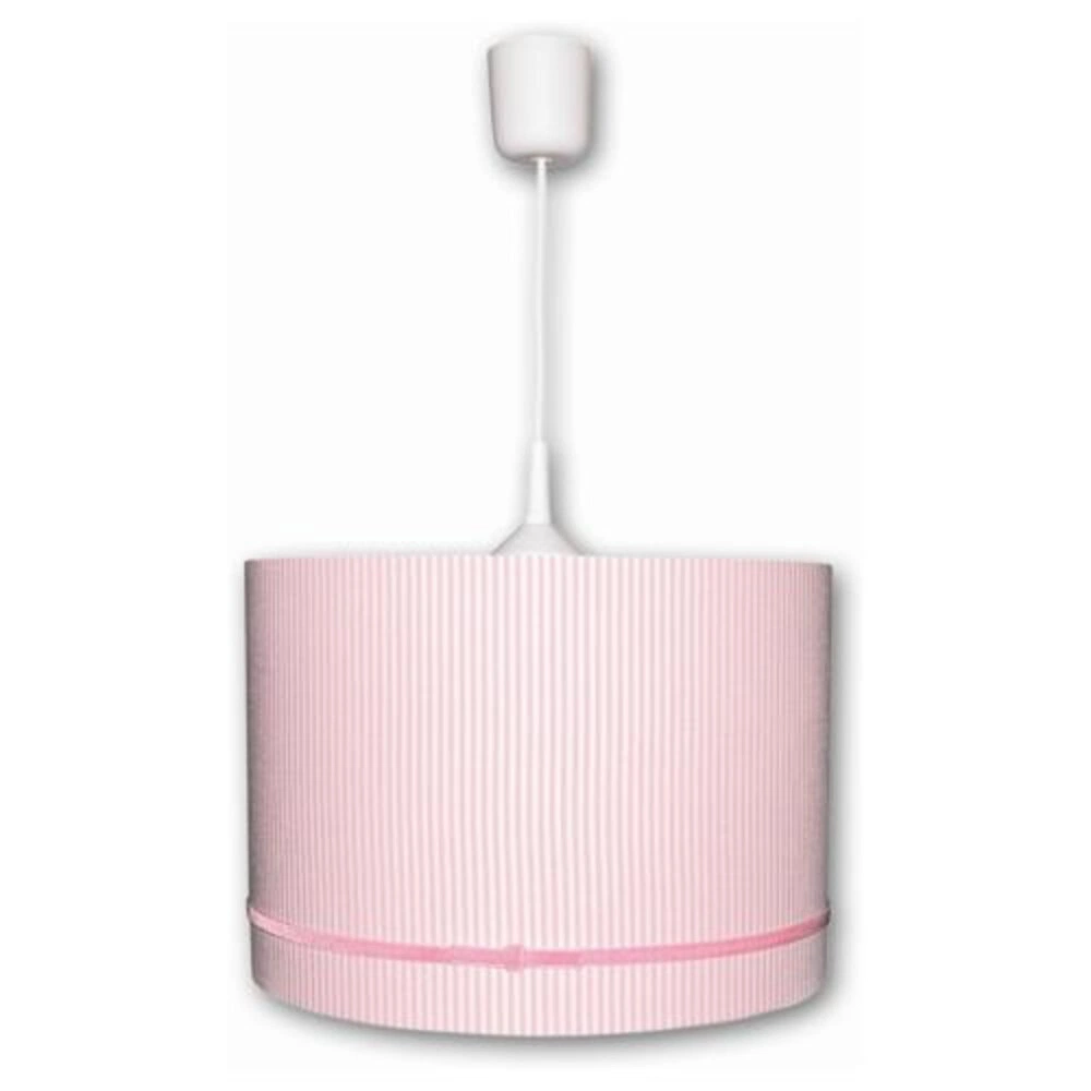 Bild von Designerpendelleuchte Streifen rosa/weiß mit Samtband 1-flg.