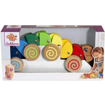 Bild von Eichhorn 100003447 - Nachziehtier Raupe mit Bewegung, 32 cm lang, Buchenholz