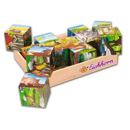 Bild von Eichhorn 100005480 - Bilderwürfel, 6 Motive mit 12 Bausteinen, 13-TLG. 16x12cm, FSC 100% Zertifiziertes Birkenholz