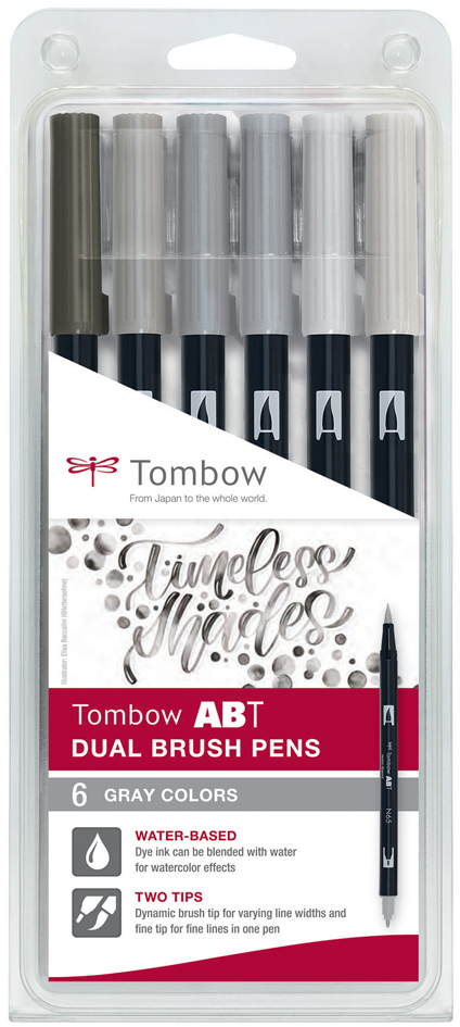 Bild von Tombow Doppelfasermaler , DUAL BRUSH PEN ABT, ,6er Gray Colors