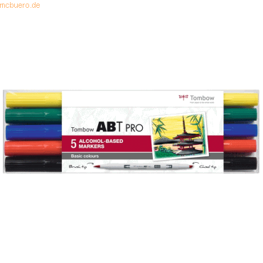 Bild von TOMBOW Filzstift Dual-Fasermaler ABT Pro Keilspitze/Pinselspitze Alkoholbasis VE=5 Stüc