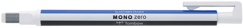 Bild von Tombow EH-KUS Präzisionsradierer MONO zero nachfüllbar eckige Spitze, 2.5 mm x 5 mm, weiß/blau/schwarz + 2x Refill Radierer