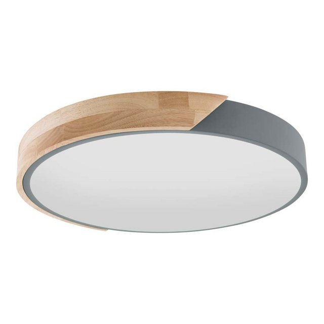 Bild von Näve Leuchten - LED Deckenleuchte Borneo aus Eiche und Metall - 3000K, 630lm, 12W - Deckenlampe für Wohnzimmer oder Schlafzimmer - Grau, 31 cm