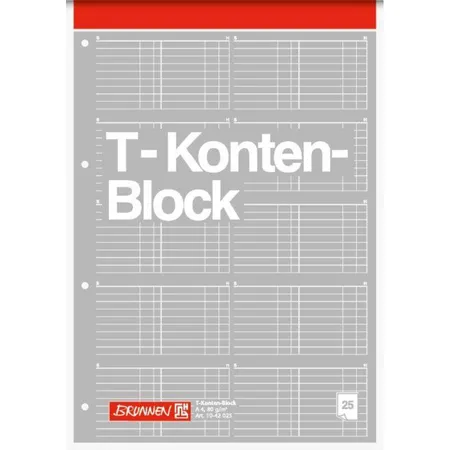 Bild von Brunnen 1042025 T-Konten-Block (A4, 25 Blatt, 10 T-Konten je Seite, gelocht, 80g/m²)