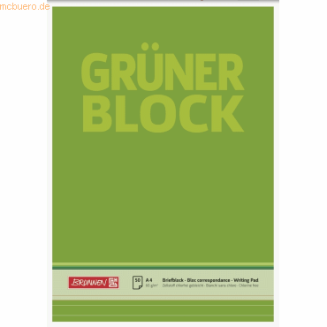 Bild von BRUNNEN Collegeblock BRUNNEN 1052637 Briefblock „Grüner Block“, A4, 50 Blatt / 100 Seiten